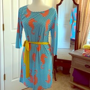 Tracy Negoshian Chevron Seahorse Dress Medium